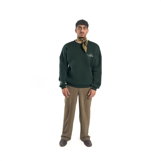 Double-layered olive crewneck