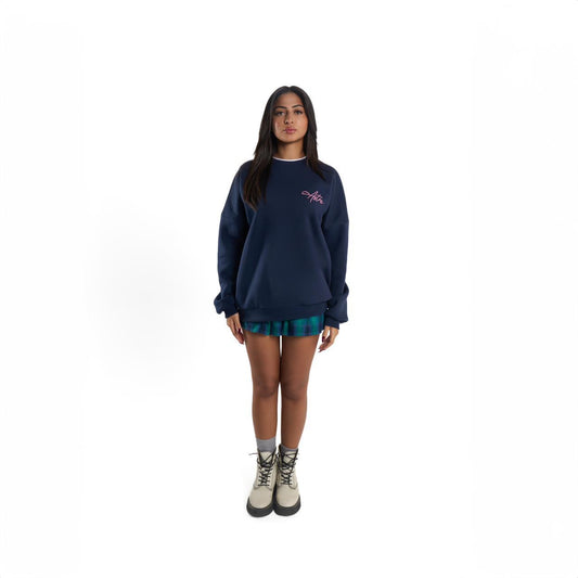 Double-layered Navy Blue crewneck